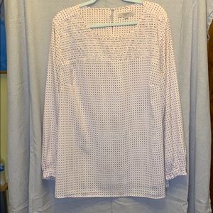 Loft Plus white, pink, and black blouse